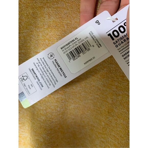 Smartwool Shadow Pine Colorblock Crew Sweater honey gold women’s size XL NEW NWT - Picture 5 of 7